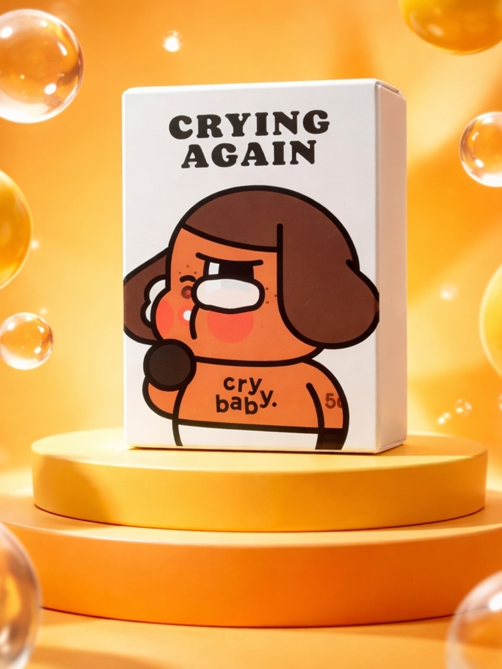Crying Again 'cry baby' Novelty Box - Orange & Brown Cartoon Graphic